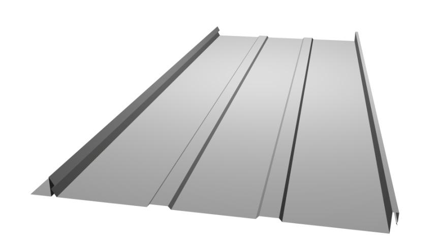 Cennik pokrycia dachowe BLACHA ELEWACYJNA Szerokość całkowita: 500 mm Szerokość krycia rzeczywistego: 476 mm Wysokość rąbka: 32 mm Grubość blachy: 0,5 mm