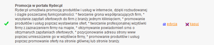 Edycja zakładki REFERENCJE Referencje to potwierdzenie solidności Twojej Firmy otrzymane od innej firmy.