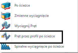 Wyciągnięcie profilu pręta Wyciągniecie wykorzystujące profil i ścieżkę Nieregularne przekroje profili Używa nieciągłych