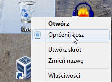 Usuwanie zawartości kosza Wszystkie pliki z kosza