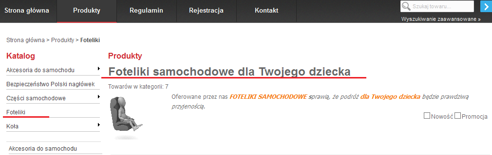 Pwyższe dane są wieljęzyczne. Administratr mże ustawić dane w systemie ERP. 2.4 Oddzielny nagłówek dla list prduktów W Cmarch ERP e-sklep 7.