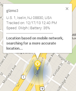 Jeśli lokalizacja GPS nie jest dostępna, położenie zostanie ustalone na podstawie lokalizacji GSM, a w obszarze informacji o położeniu urządzenia pojawi się tekst, że została ona ustalona na