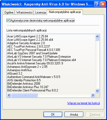 Jeżeli nie zaznaczono pola Automatycznie dezinstaluj niekompatybilne aplikacje, to w momencie wykrycia takiej aplikacji wystąpi błąd podczas instalacji. Rysunek 50.