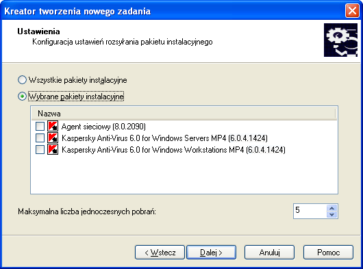 Wybrane pakiety instalacyjne. W tym przypadku, w tabeli znajdującej się poniżej zaznacz nazwy wybranych pakietów instalacyjnych: Rysunek 54.