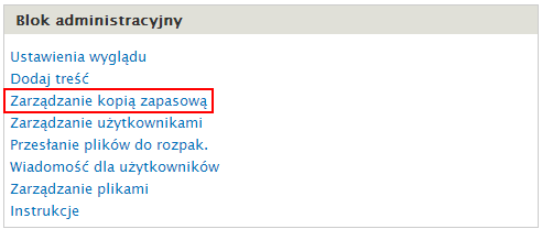 10. Wykonanie kopii zapasowej na żądanie System umożliwia administratorowi wykonanie kopii bezpieczeństwa w dowolnym momencie według potrzeb oraz przyjętych założeń. Rys. 30.