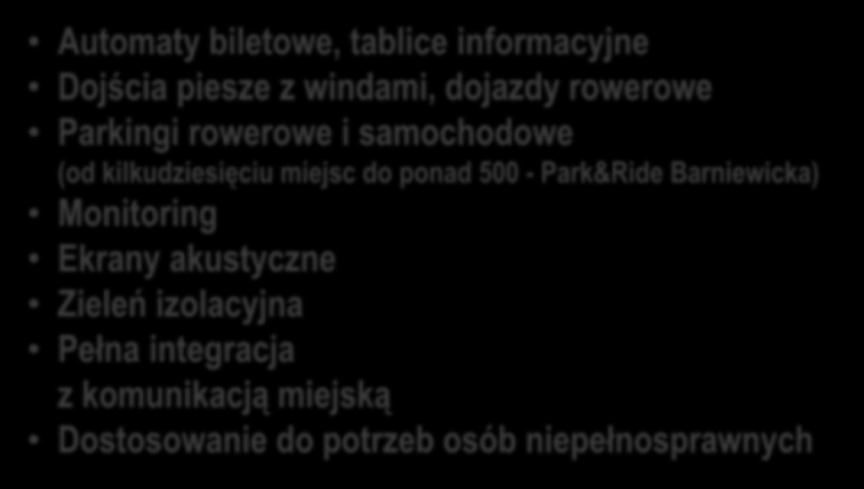 miejsc do ponad 500 - Park&Ride Barniewicka) Monitoring Ekrany akustyczne Zieleń