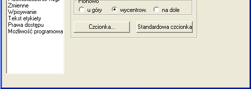 Wizualizacja Wstawienie tekstu Tekst wyświetlany na elemencie (przycisku, polu itp.) %.