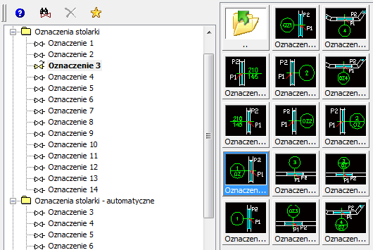 CADprofi Architectural: Symbole i oznaczenia Symbole i oznaczenia W CADprofi znajdują się różne kategorie symboli oznaczeń architektonicznych.