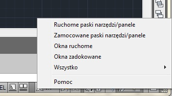 8. Powtórz powyższą procedurę dla dwóch innych pasków narzędzi. 9. Po zakotwiczeniu pasków poza obszarem roboczym możliwe jest ich zablokowanie w miejscach jakich zostały umieszczone.