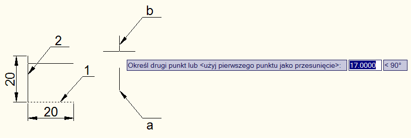 Narysuj dwa prostopadłe odcinki jak na rys. 10.33. Następnie skopiuj je za pomocą kursora myszy tak, aby uzyskać kwadrat.