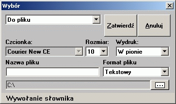 Informacje ogólne w którym wybieramy Drukarkę (ustawienia wyświetlamy naciskając przycisk Właściwości opis tej funkcji wykracza poza ramy niniejszego opracowania), ustawiamy znacznik Drukuj do pliku