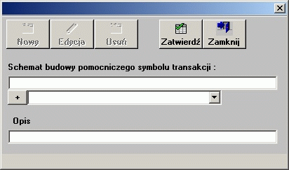 Słowniki Pole Opis pełni rolę informacyjną. 5.4 Sposoby budowy pomocniczego symbolu transakcji Słownik ten umożliwia zdefiniowanie schematów budowy pomocniczego symbolu transakcji sprzedaży.