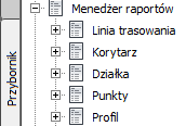 - Na podstawie linii trasowania, profilu powierzchni górnej oraz zespołu utwórz korytarz skarpy UWAGA! Nie zapomnij ustawid terenu jako obiekt docelowy dla skarpy.