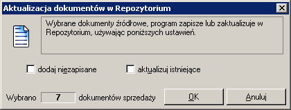 Forte Handel 12 / 18 UWAGA W przypadku dokumentu fiskalnego konieczna jest jego uprzednia fiskalizacja. Nowe operacje grupowe Tworzenie i aktualizowanie dokumentów w Repozytorium.