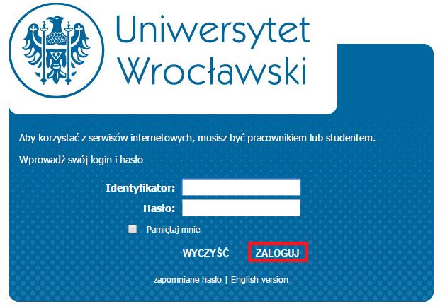 pl, która wymaga logowania (Rysunek 13): Rysunek 13 Po wybraniu opcji: Zaloguj się za pomocą CAS należy zalogować się tak jak do USOSweba lub do APD (Rysunek 14): Rysunek 14