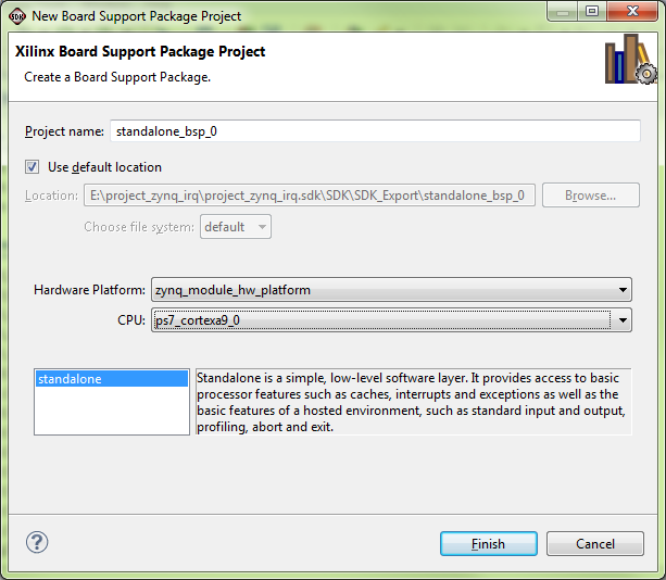 2. Stworzenie oprogramowania 1. Rozpoczynamy od stworzenia nowego BSP. Proszę wybrać z menu górnego File -> New -> Board Support Package. 2.