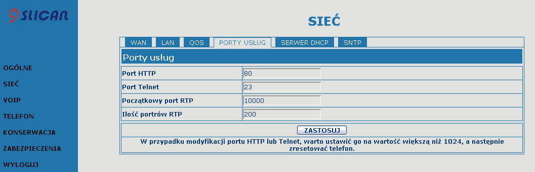 DiffServ aktywna Wartość DiffServ Priorytet akustyki wg. 802.