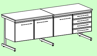 XII. MEBLE LABORATORYJNE oparte na stelażu C Stoły laboratoryjne przyścienne 77 77 78 78 79 79 80 80 Rodzaj blatu roboczego 77 2100mm Laminat, laminat HPL, aglodrom, lita