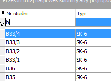 4.5.2 SORTOWANIE DANYCH Kliknięcie na nagłówek kolumny w wykazie danych powoduje sortowanie wg tej kolumny. Sortowanie może być rosnące i malejące. 4.5.3 FILTROWANIE DANYCH Aplikacja pozwala na dynamiczne filtrowanie danych poprzez wpisywanie w linii filtru kolejnych jego znaków.