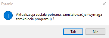 6 AKTUALIZACJA PROGRAMU Program Telekom jest na bieżąco aktualizowany. W wypadku pojawienia się nowej wersji programu w lewym dolnym rogu programu pojawi się stosowana informacja.