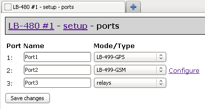 Rysunek 4.2: konfiguracja portów Dla każdego zainstalowanego modułu należy podać jego nazwę i wybrać typ/tryb pracy modułu.