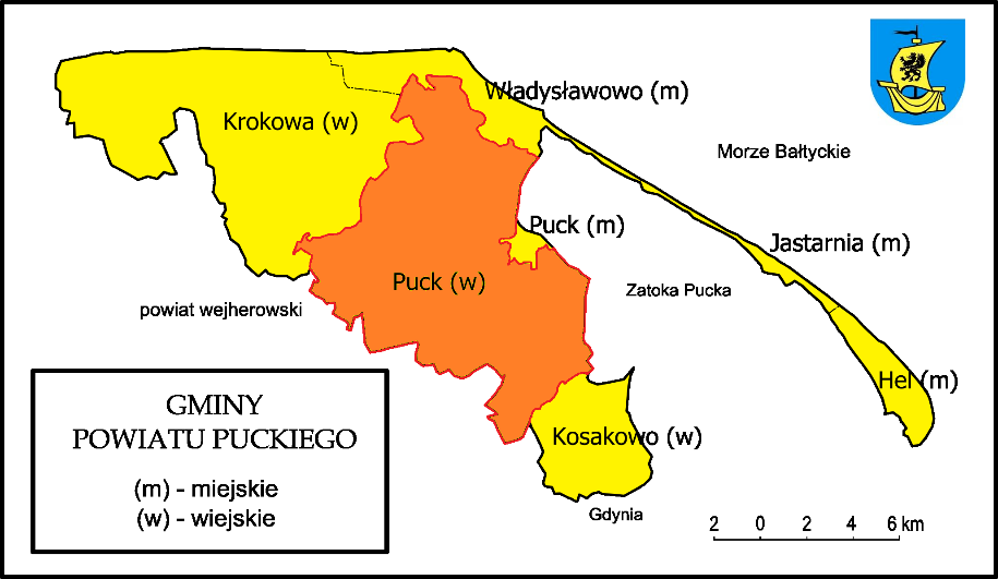 Mapa 2 Położenie gminy Puck na tle powiatu puckiego Źródło: opracowanie własne na podstawie http://commons.wikimedia.