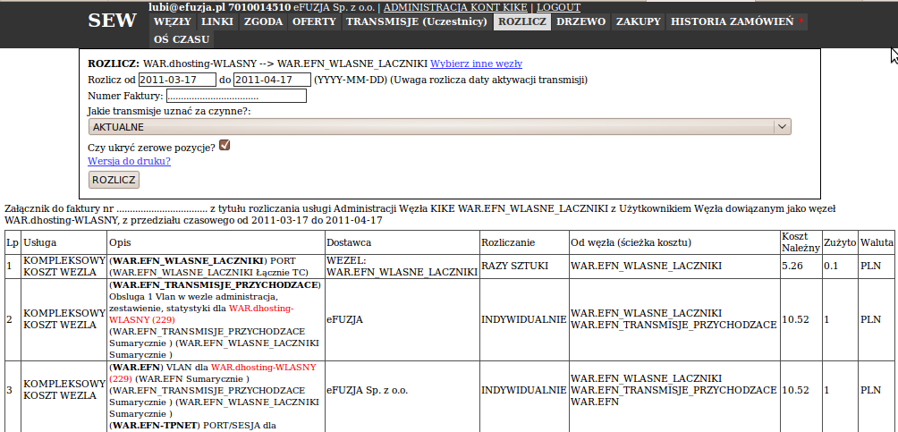 System Ewidencji Węzłów 2.0 SEW to System Ewidencji Węzłów, Transmisji oraz Usług IP. SEW to system utrzymujący pełną dokumentację projektu oraz prowadzący rozliczenia między uczestnikami projektu.