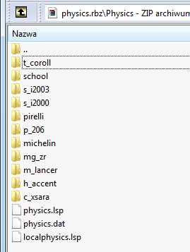 7. W głownym folderze GRY szykamy takie pliku jak physics. Należy go otworzyć za pomocą programów WINRAR lub Total Commander.