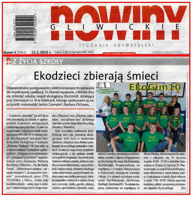 Promocja projektu w mediach lokalnych tygodnik Nowiny Gliwickie