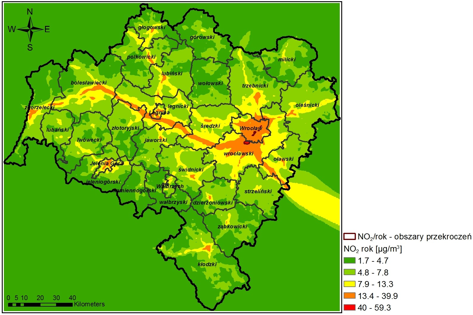 Ocena jakości powietrza na terenie województwa dolnośląskiego w 2013 roku Strona 25 Rysunek 6.