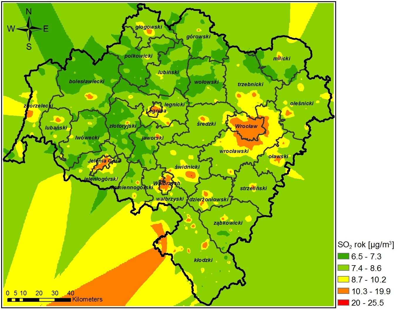 Ocena jakości powietrza na terenie województwa dolnośląskiego w 2013 roku Strona 49 Rysunek 14.