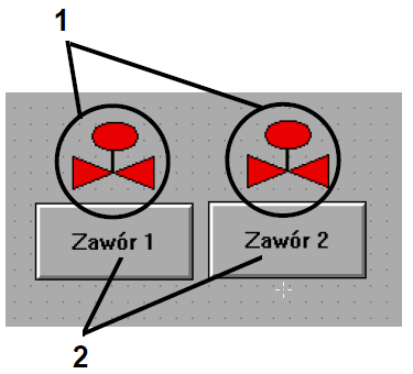 Ćwiczenie 2. Tworzenie okien w programie InTouch ZTMAiPC 7. Obiekt 7. Wizardy przedstawiające kolanka rury: Symbol Factory»Pipes»Right angle 2 i Symbol Factory»Pipes»Right angle 3.