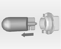 Pielęgnacja samochodu 191 2. Nacisnąć zaczep i wysunąć złącze. 3. Obrócić oprawkę żarówki w prawo i wyjąć. 4. Wyjąć żarówkę z oprawki i wymienić na nową. 5.