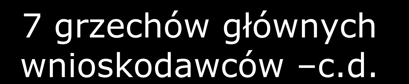 7 grzechów głównych wnioskodawców c.d. 5. Odwoływanie się tylko od niektórych z kryteriów będących przyczyną odrzucenia wniosku, jeśli miały one charakter dopuszczający. 6.