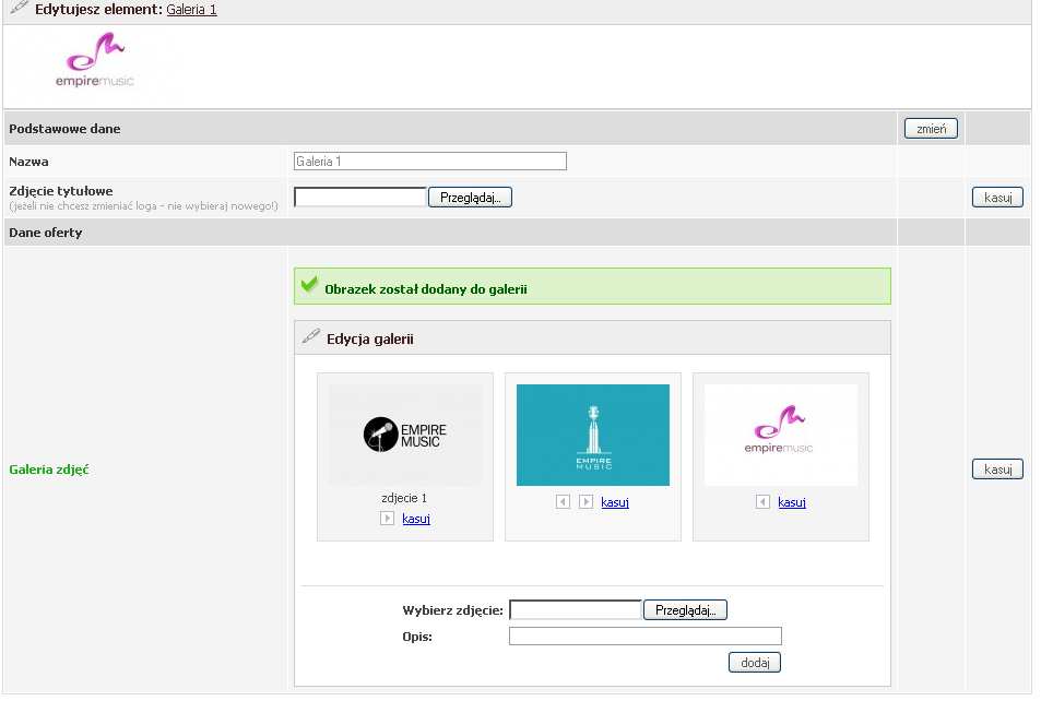 I tak dodajemy zdjęcia. Jeśli chcemy stworzyć kolejną galerie powtarzamy kroki. I tak dalej UWAGA!