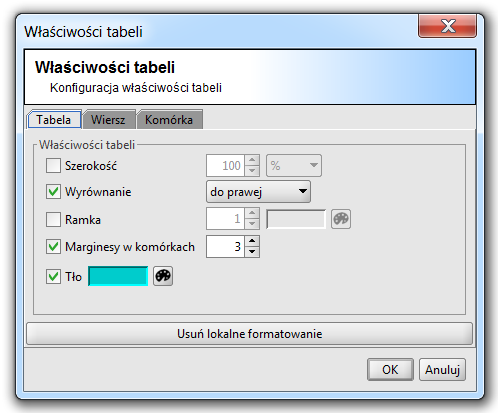 Rysunek 24. Funkcje "Wstaw: tabelę/komórkę/wiersz/kolumnę" Rysunek 25. Funkcje "Usuń: tabelę/komórkę/wiersz/kolumnę" 3.