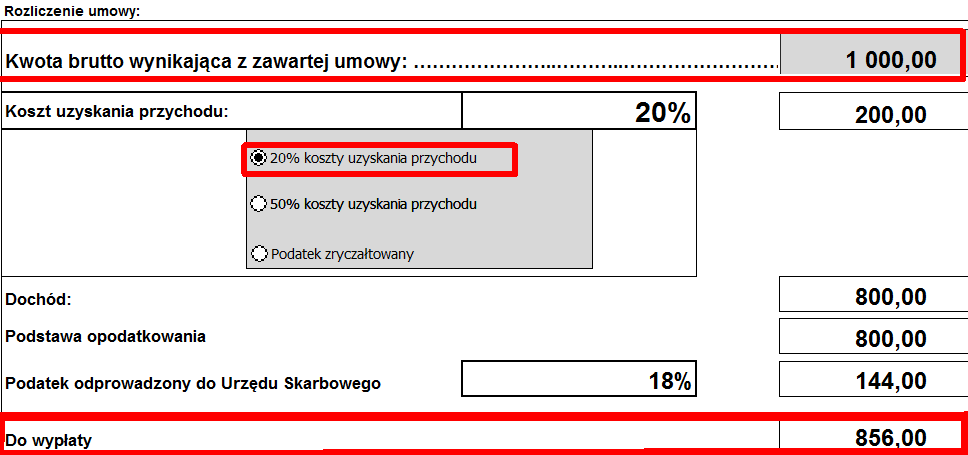 3.2.1 Umowa o dzieło 20% Umowa o dzieło 20% to np.