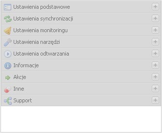 alarmów monitoringu, czas ostatniej odpowiedzi, Blokady, dodatkowe opcje, oraz dostępność VNC.