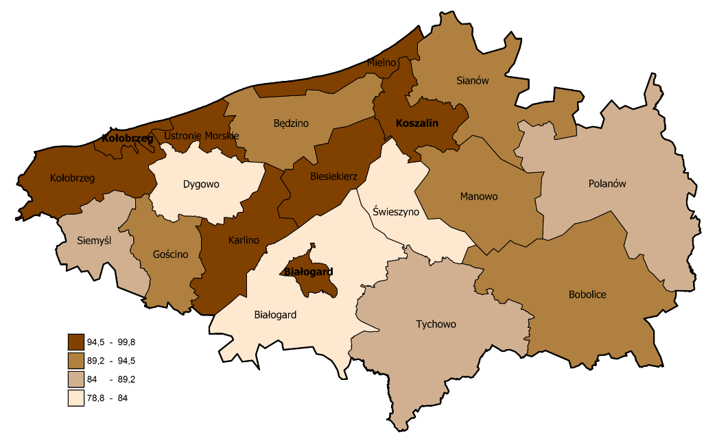 mieszkańca tych gmin są działalności inne niż rolnictwo, co dobitnie świadczy o ich strukturze społecznej (zawodowej).