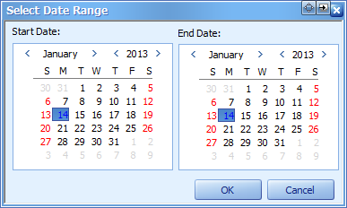 1. Kliknij przycisk kalendarza, aby wybrać zakres dat. 2.