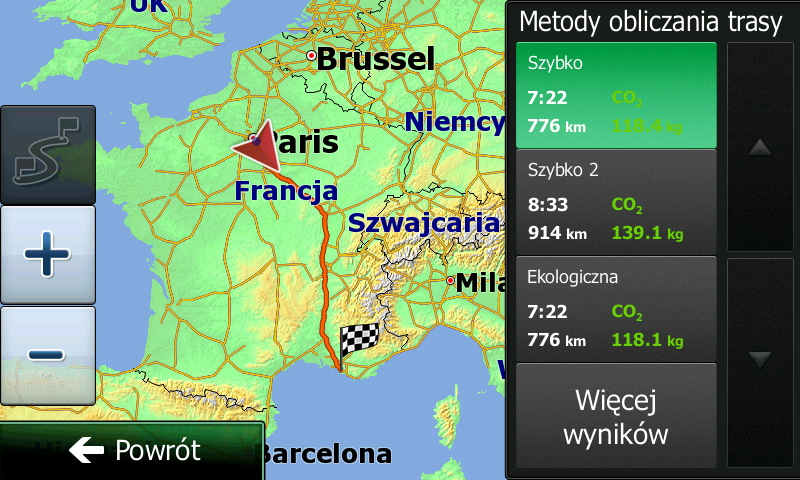 Aktywna trasa zostanie usunięta razem ze wszystkimi punktami trasy. 3.4.