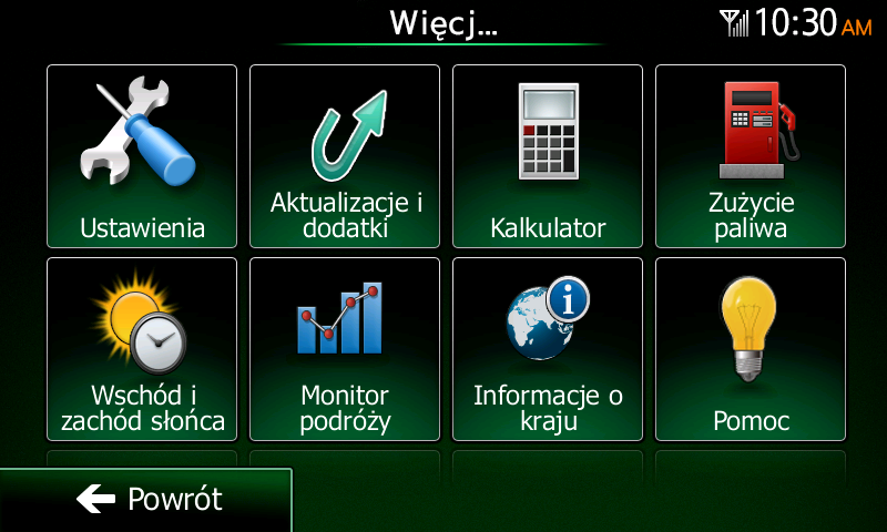 Naciśnij, aby wyświetlić listę odebranych zdarzeń drogowych: Naciśnij dowolny element, aby wyświetlić szczegółowe informacje na jego temat, oraz wyświetlić w pełnej długości na mapie segmenty drogi,