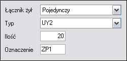 Po wyborze właściwości definiujemy typ kabla (światłowodowy, telekomunikacyjny).