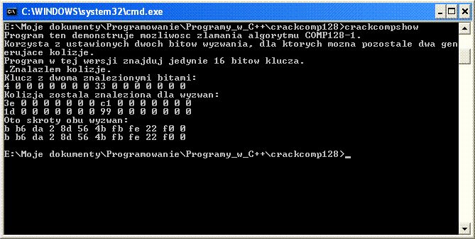 Rys. nr 4.2: Zrzut z ekranu z programu łamiącego COMP128-1 Źródło: zrzut ekranu z własnej aplikacji 4.2 Prezentacja Integralną częścią pracy jest również prezentacja stworzona w technologii Flash.