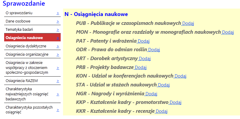 Sprawozdanie Sprawozdanie składa się z kilku części i dotyczy różnych typów działalności pracownika.