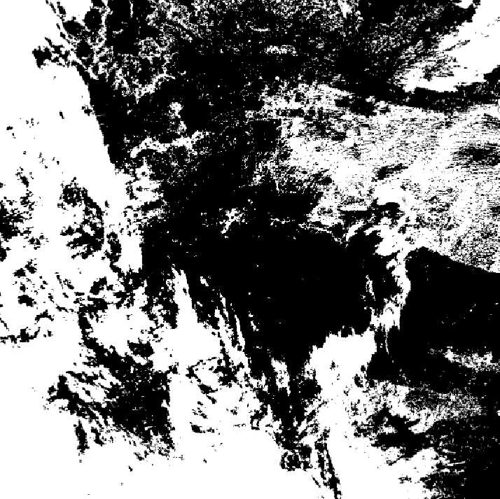 A 23 33 :15 UTC (MODIS/Aqua) B 23 33 9:45 UTC (MODIS/Terra) C 23 33 11:25 UTC (MODIS/Aqua) D 23 33 2:55 UTC (MODIS/Terra) Ryc. 5.1. Maski chmur MODIS, interpretowane wg założeń pracy, dla przelotów MODIS TerraiAqua2lutego23roku.