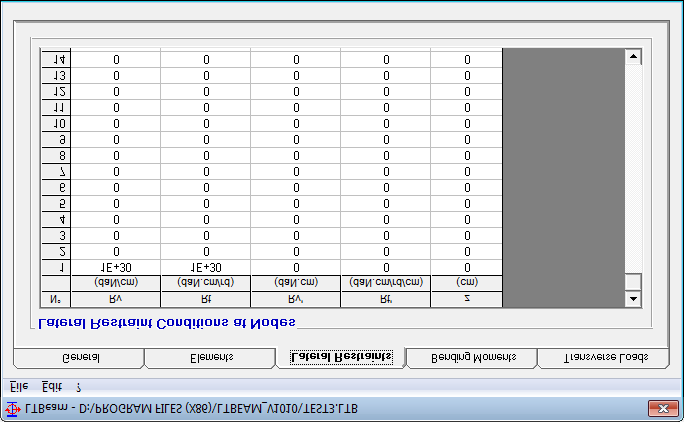 Elements definiowanie wymiarów poszczególnych elementów skończonych (ES) i ich charakterystyk przekrojowych I z, I T, I ω oraz sztywności ciągłych stężeń (poprzecznych i ze względu na obrót) każdego