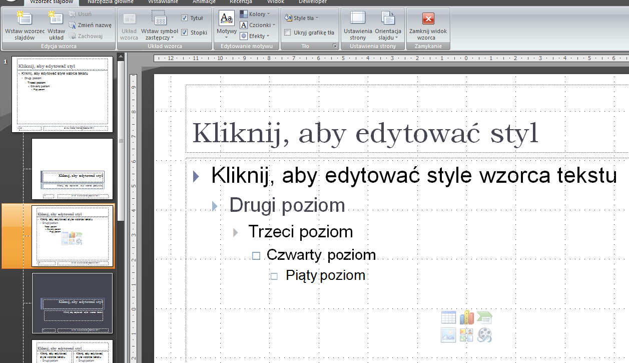 Wzorzec slajdu Układ slajdu Slajd tytułowy Tytuł zawartość Wzorzec slajdu