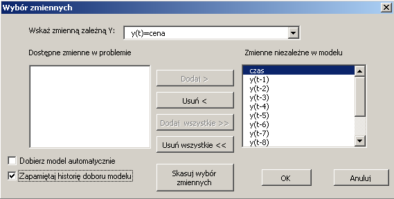 102 W zakładce Grafika włączamy ierwsze ole wyboru, dzięki czemu będzie wykonany wykres wartości obserwowanych i teoretycznych cen mleka.