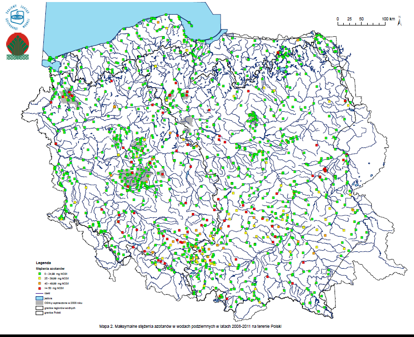 Opracowanie raportu z wdrażania dyrektywy 91/676/EWG (azotanowej) w okresie 2008-2011 Map 2